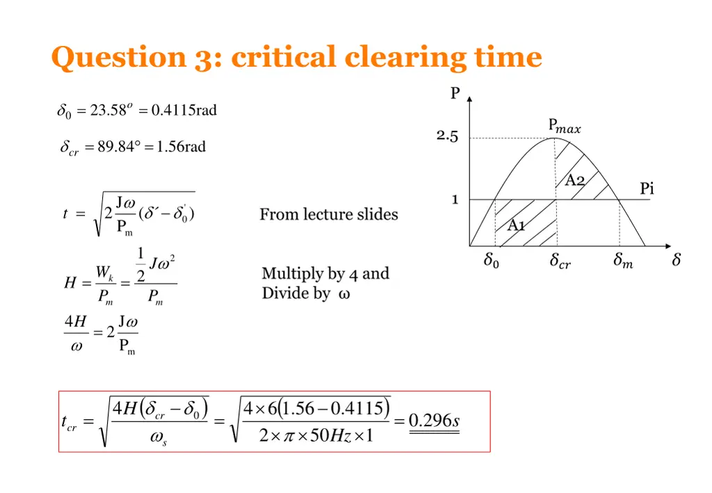 question 3 critical clearing time