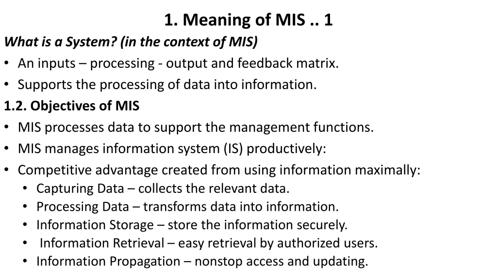 1 meaning of mis 1