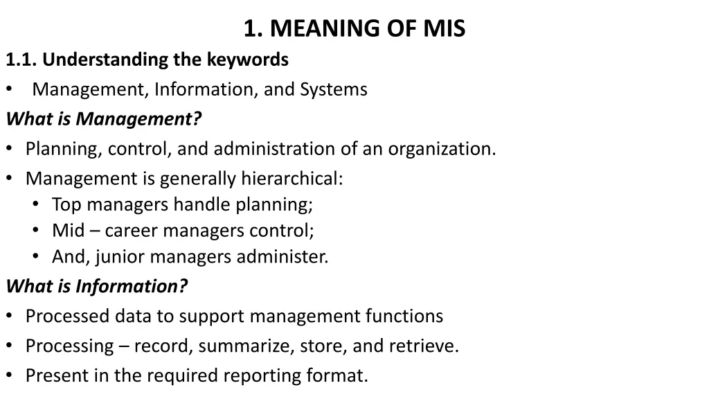 1 meaning of mis
