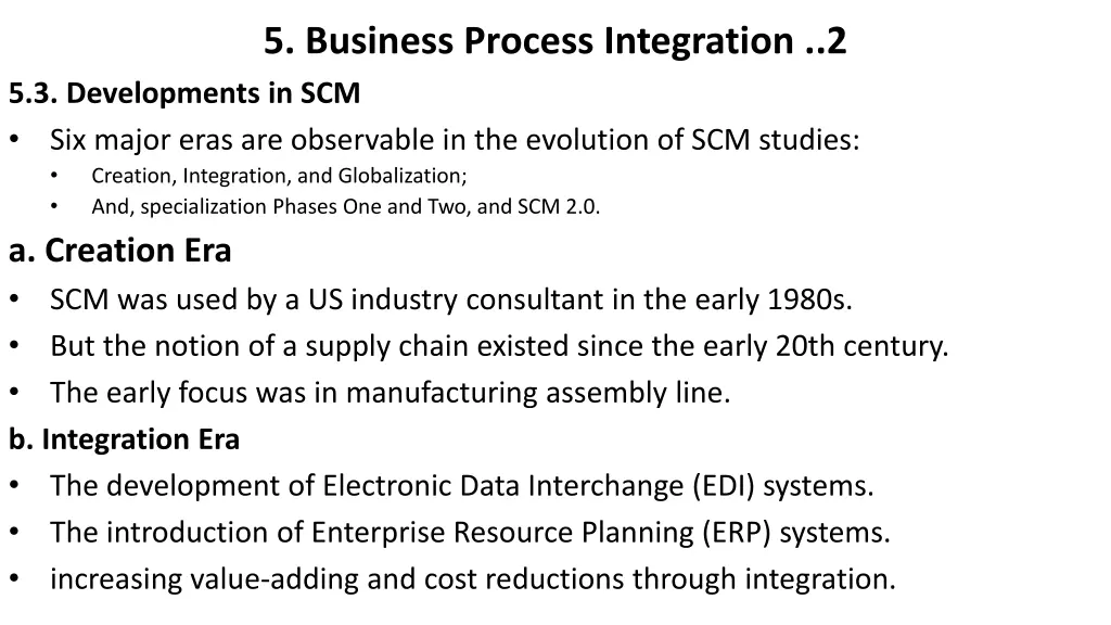 5 business process integration 2 5 3 developments