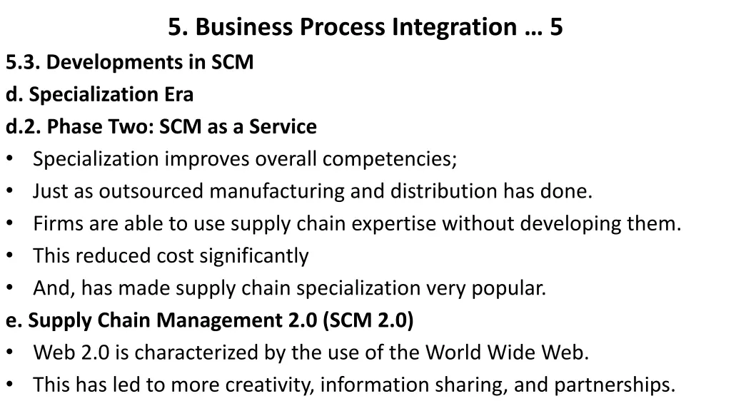 5 business process integration 5 5 3 developments