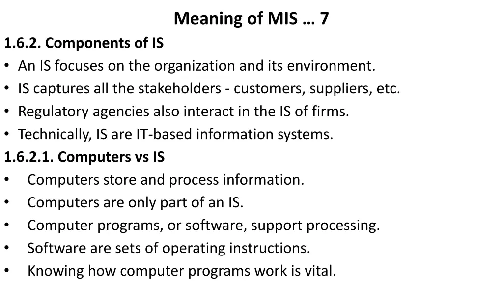 meaning of mis 7