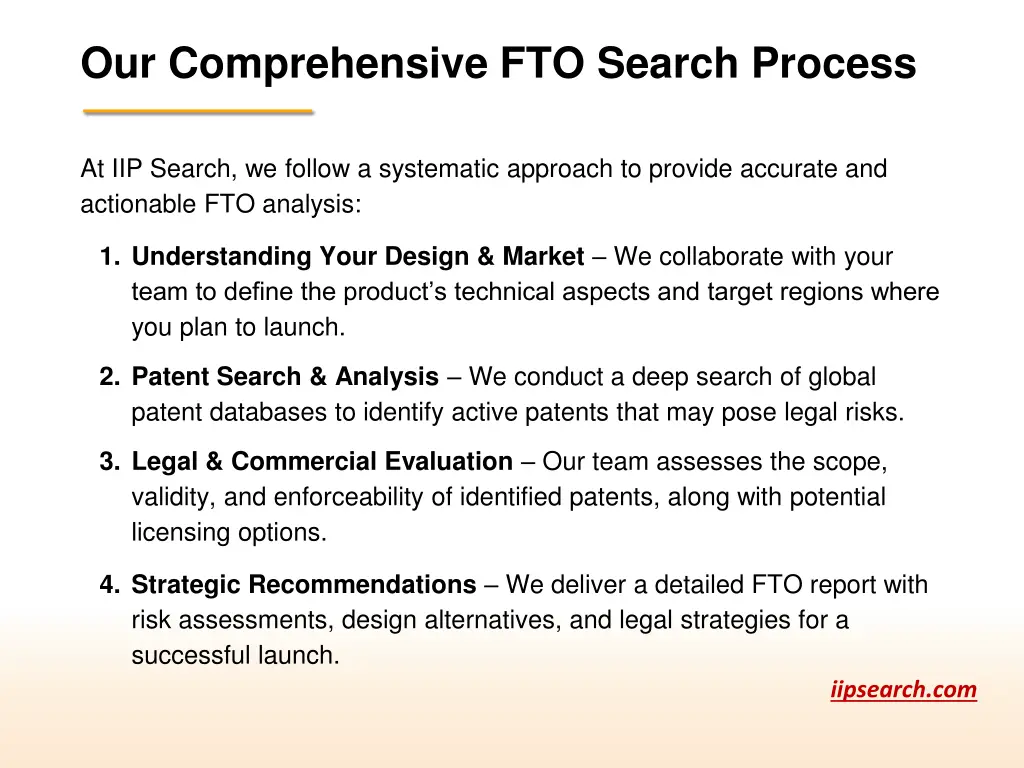 our comprehensive fto search process