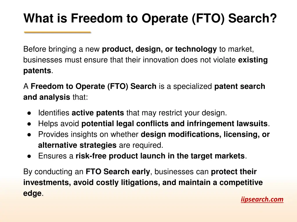 what is freedom to operate fto search