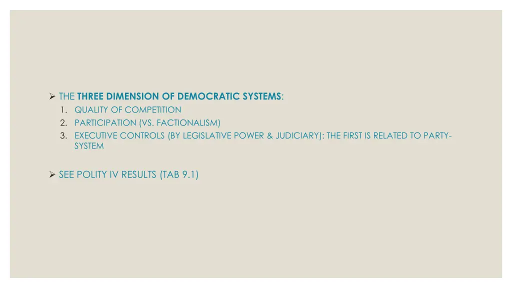the three dimension of democratic systems