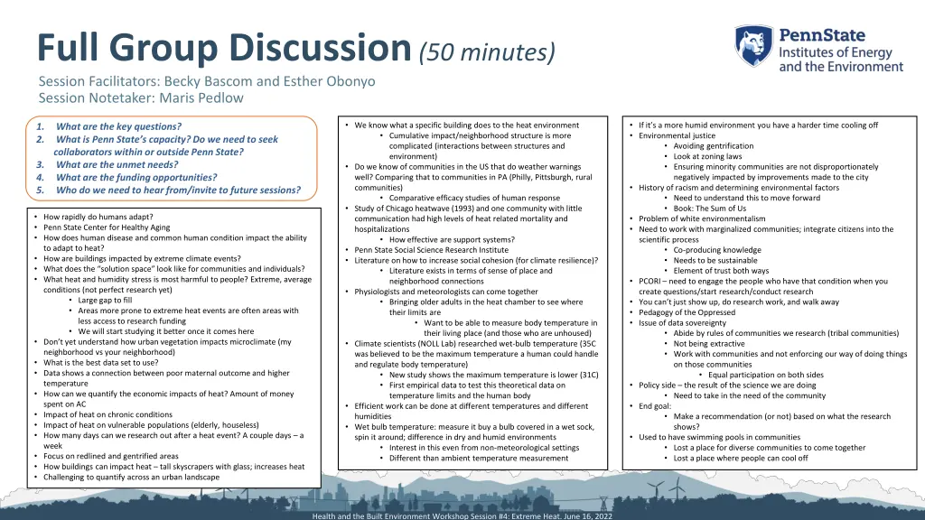 full group discussion 50 minutes session