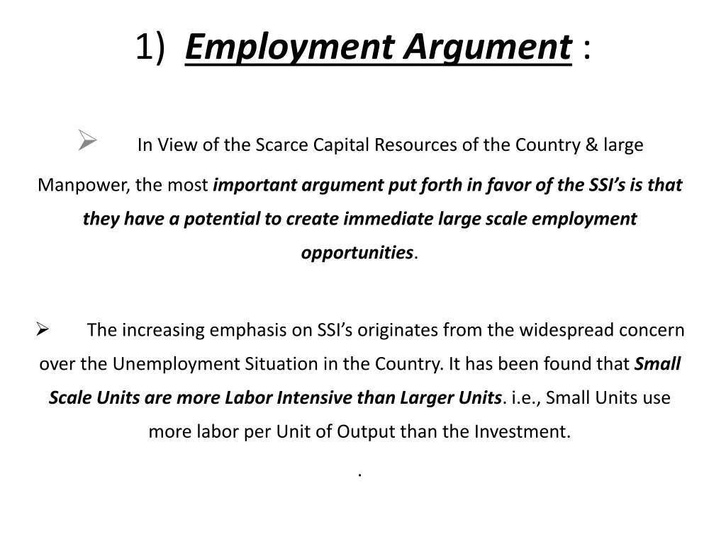 1 employment argument
