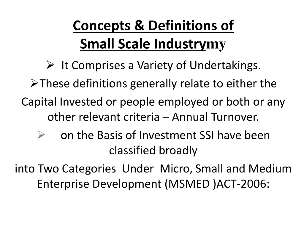 concepts definitions of small scale industry