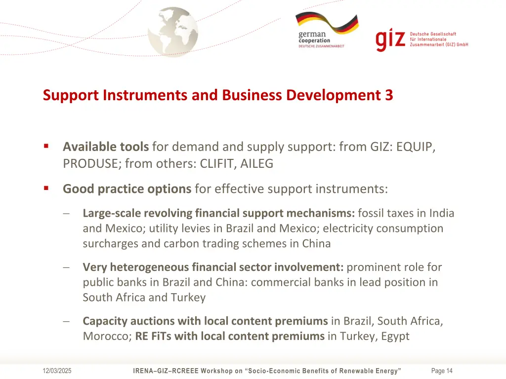 support instruments and business development 3