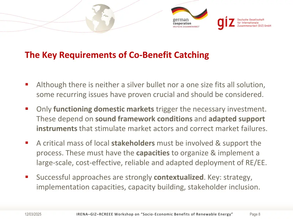 the key requirements of co benefit catching