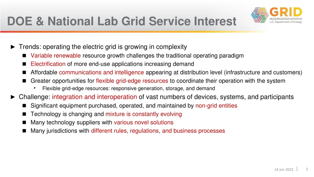 doe national lab grid service interest