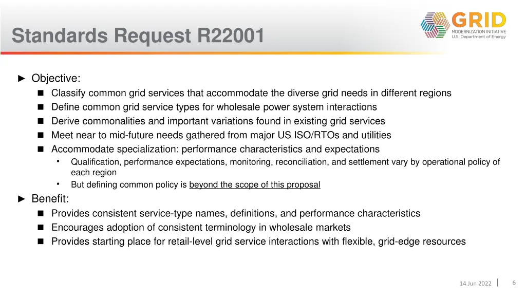 standards request r22001