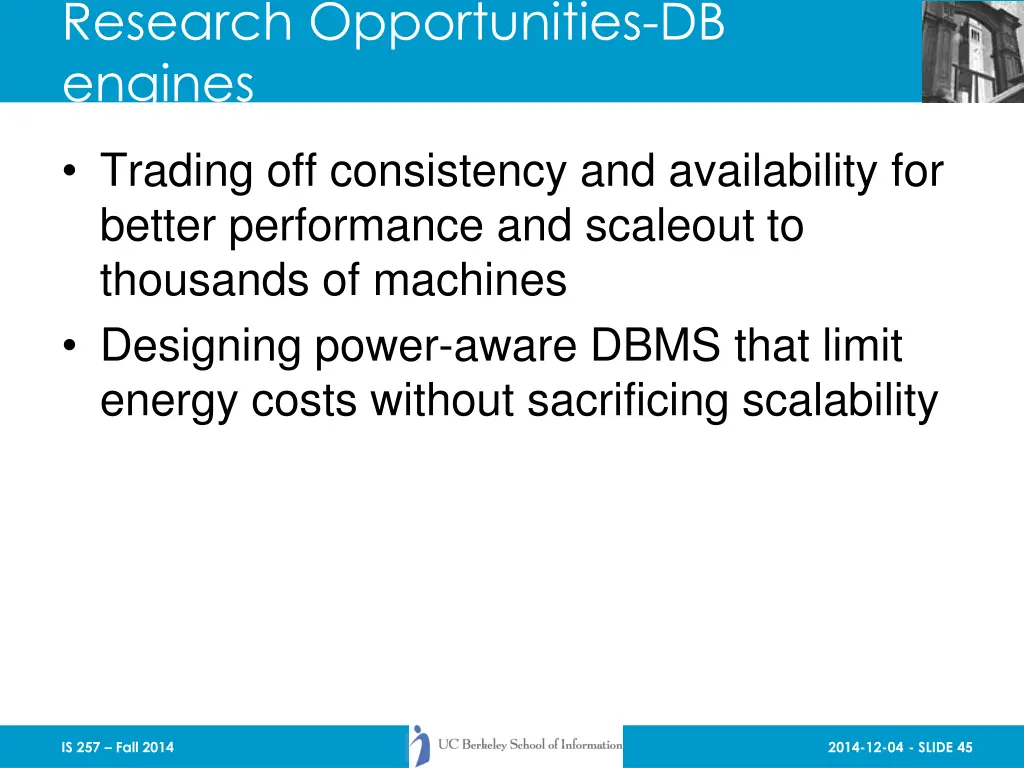 research opportunities db engines 1