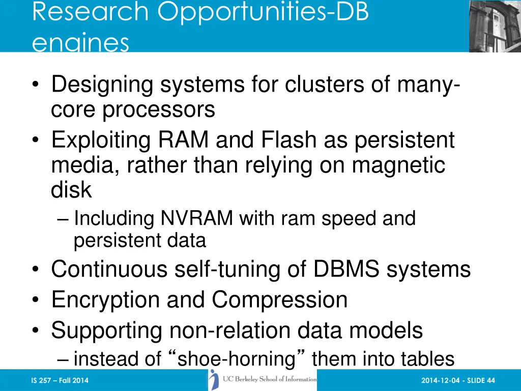 research opportunities db engines