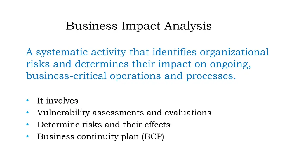 business impact analysis