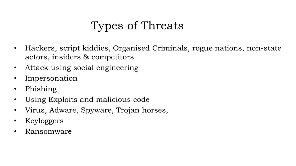 types of threats