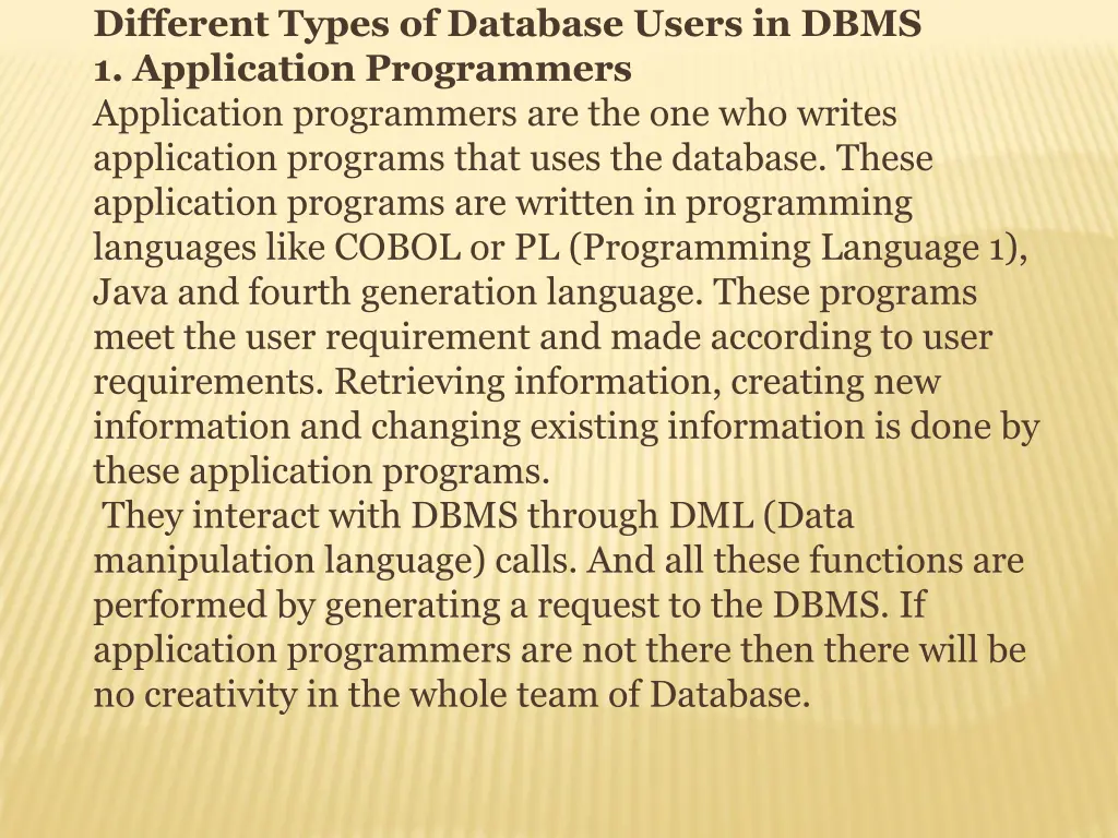 different types of database users in dbms