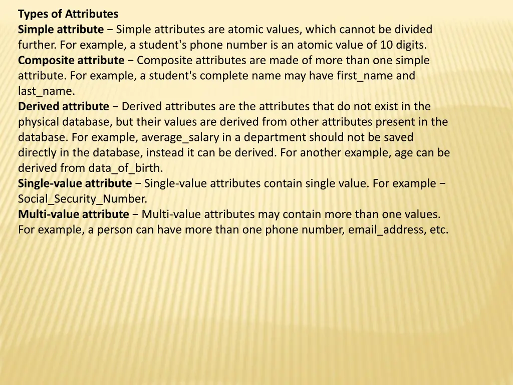 types of attributes simple attribute simple