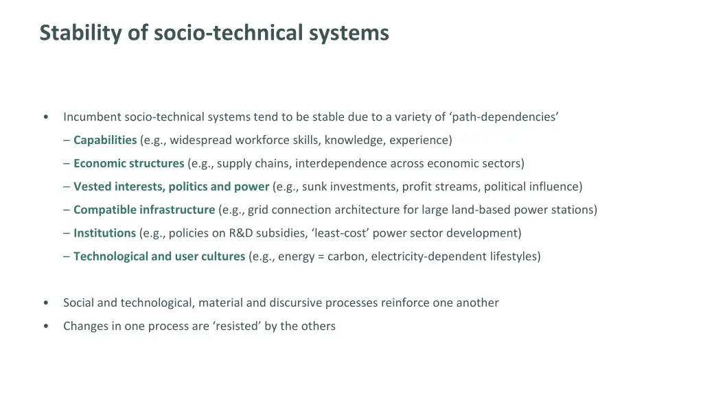 stability of socio technical systems