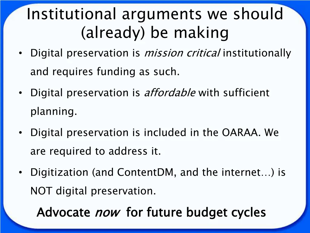 institutional arguments we should already
