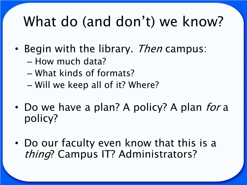 what do and don t we know