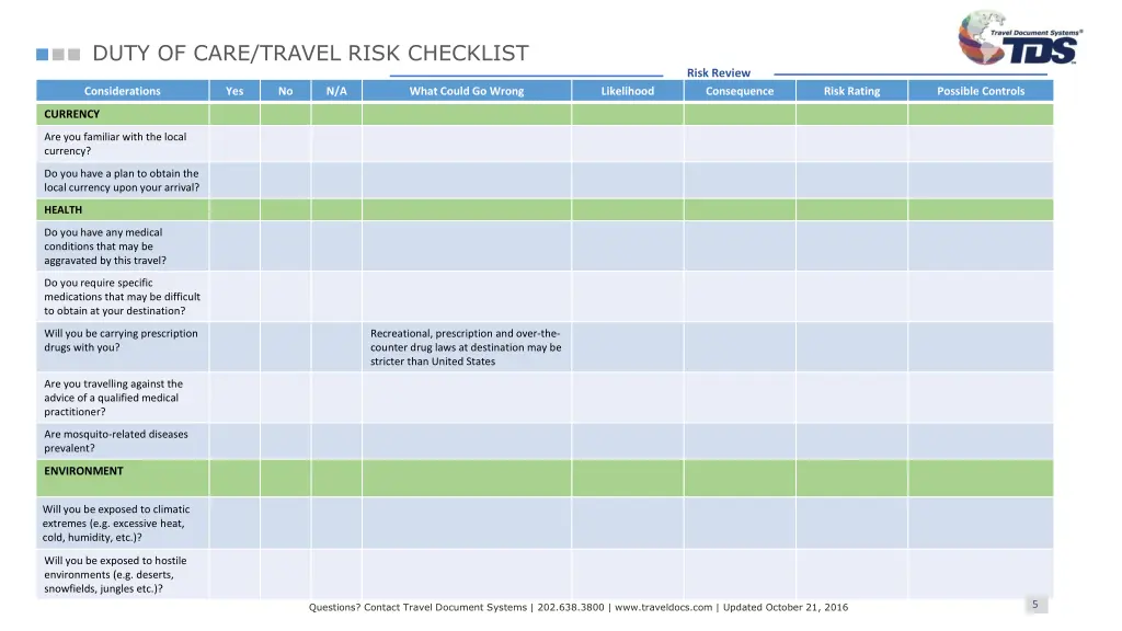 duty of care travel risk checklist 3