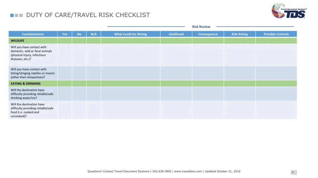 duty of care travel risk checklist 4