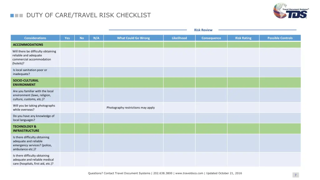 duty of care travel risk checklist 5