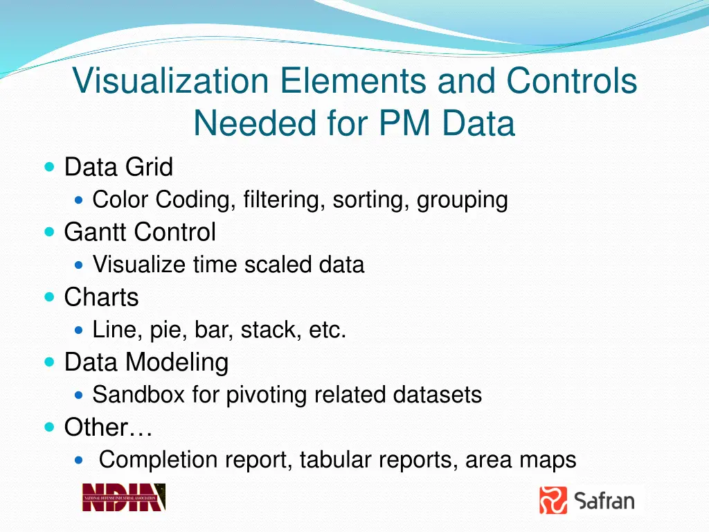 visualization elements and controls needed