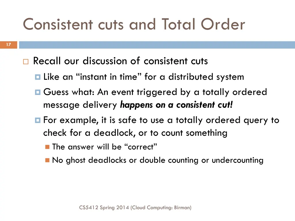 consistent cuts and total order