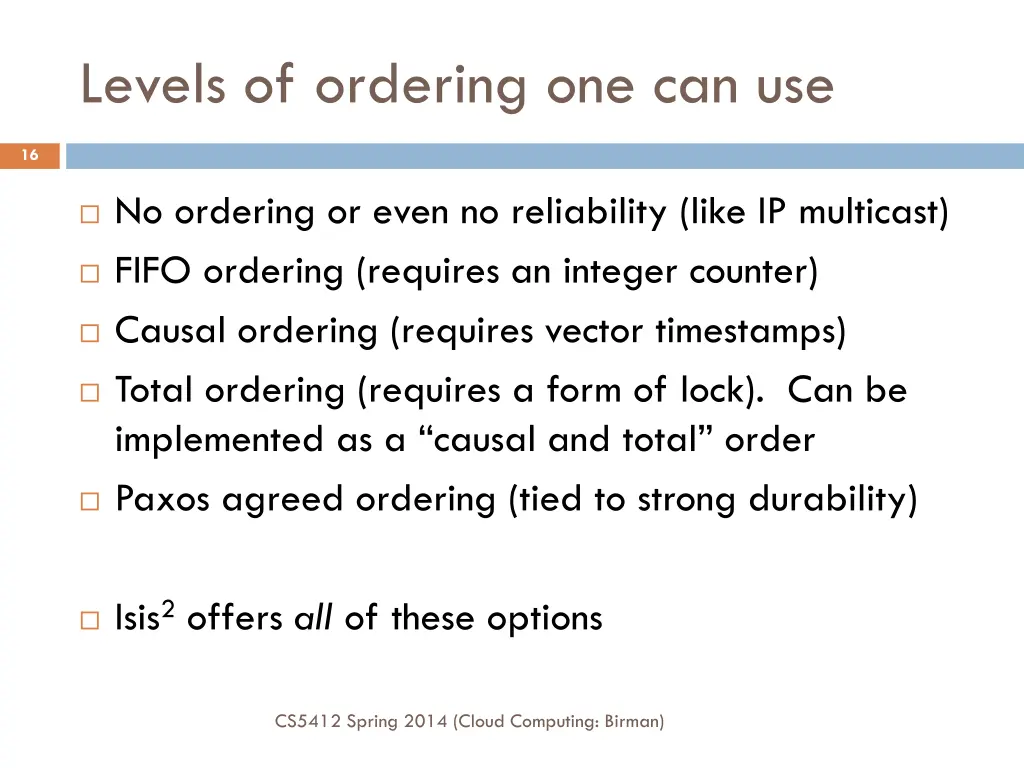 levels of ordering one can use