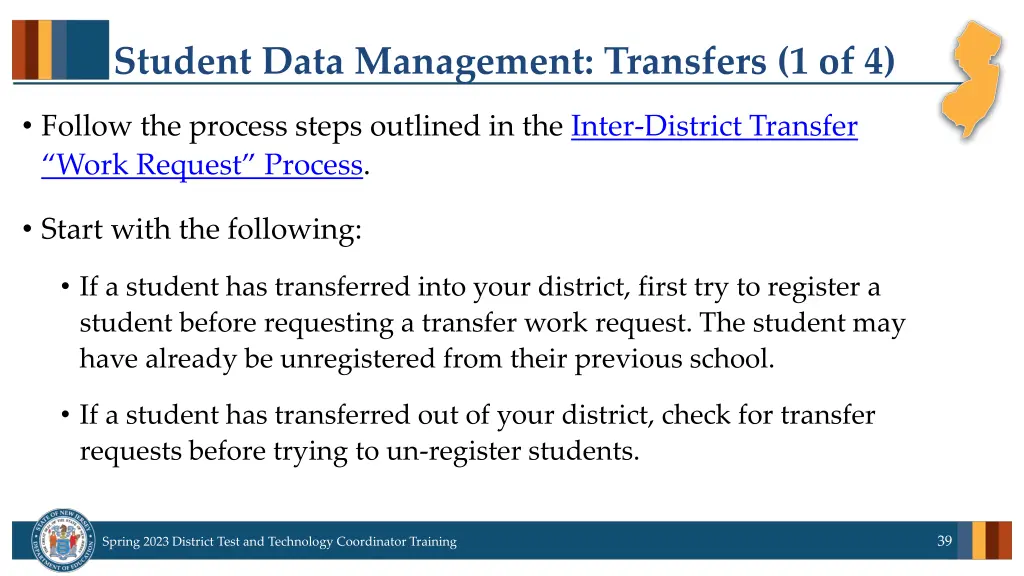 student data management transfers 1 of 4