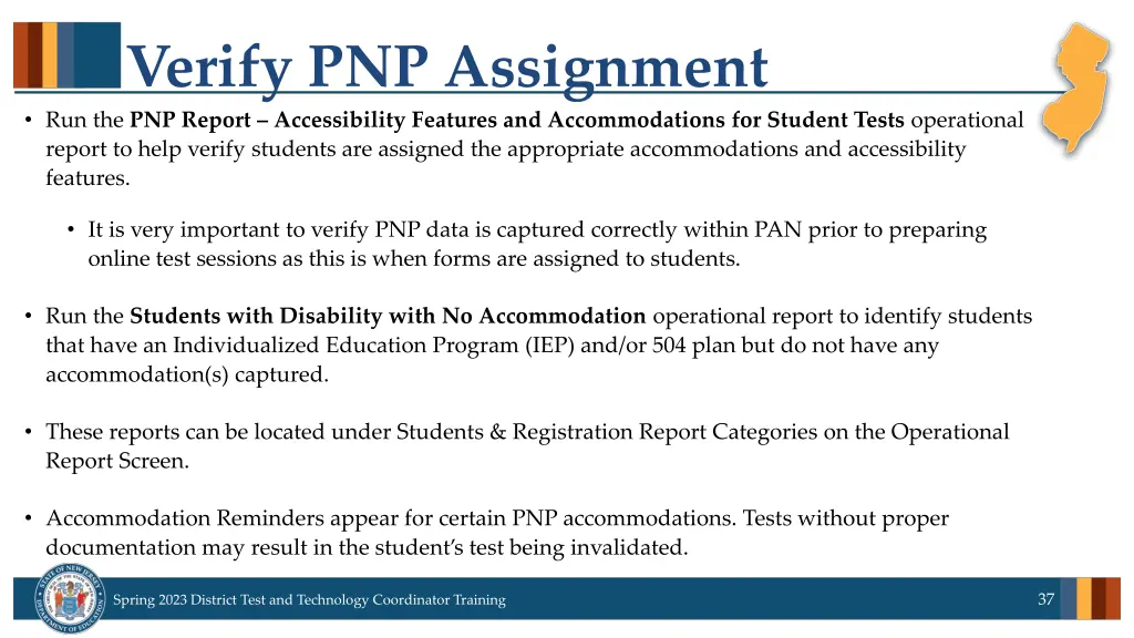 verify pnp assignment run the pnp report