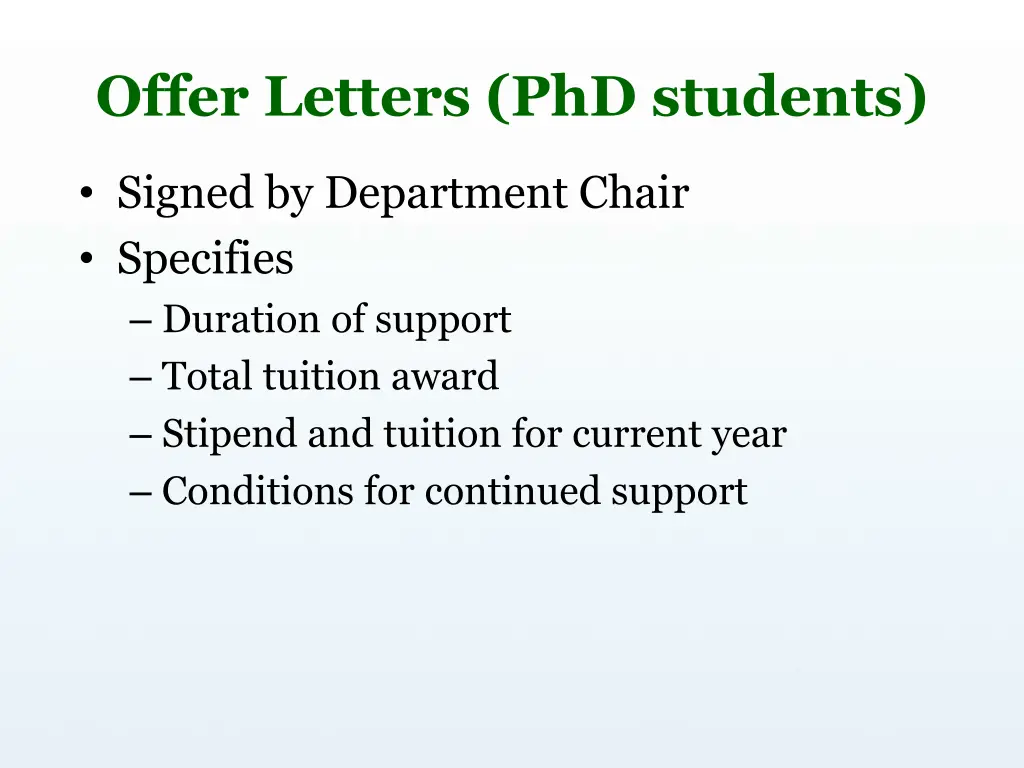 offer letters phd students