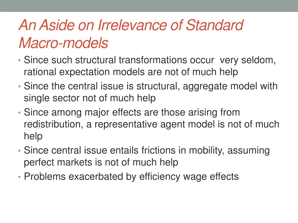 an aside on irrelevance of standard macro models
