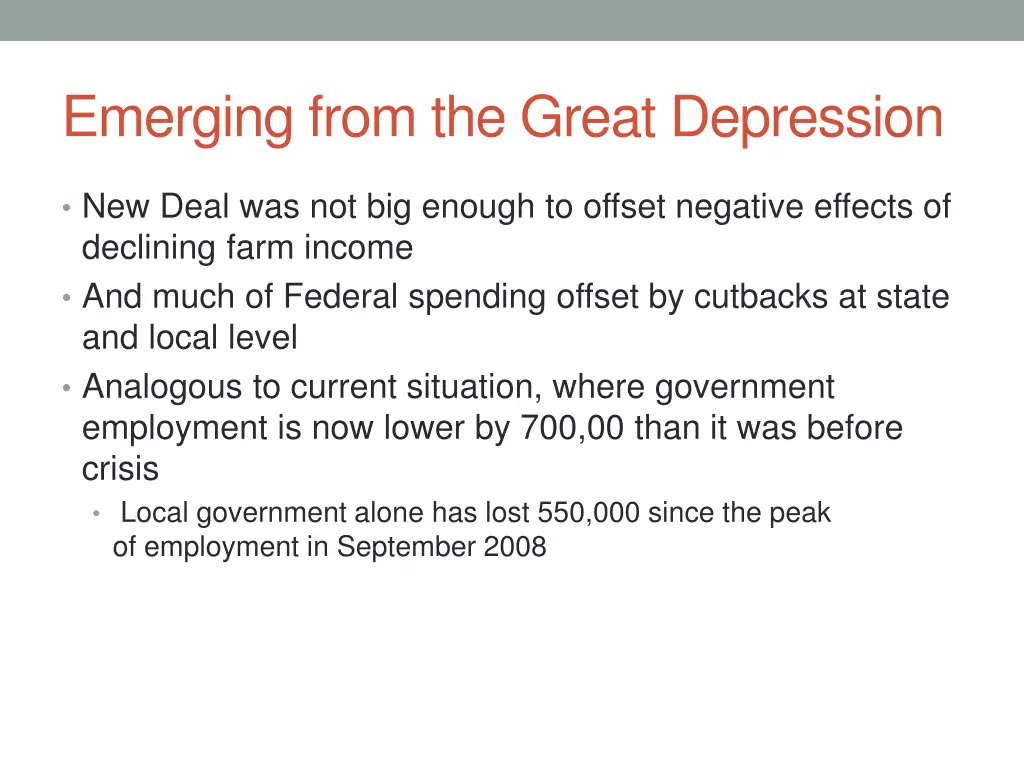 emerging from the great depression