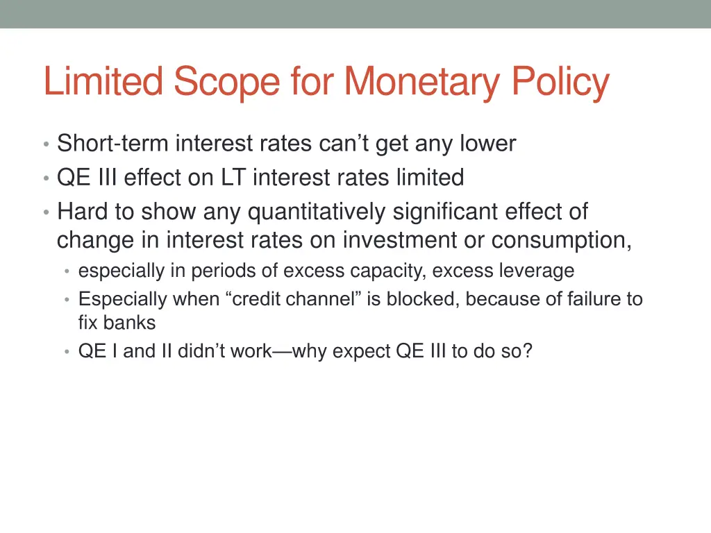 limited scope for monetary policy