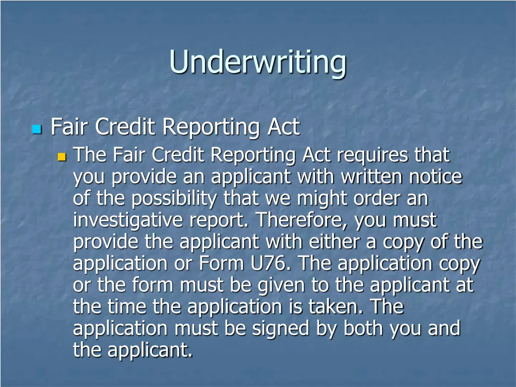 underwriting