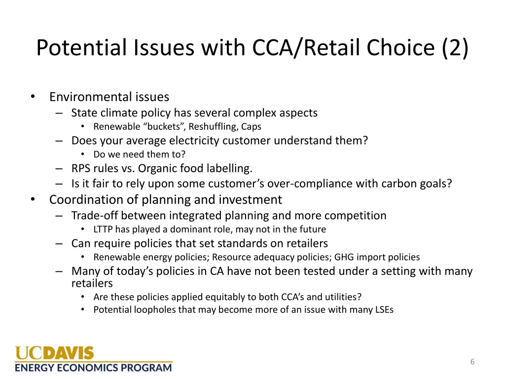 potential issues with cca retail choice 2