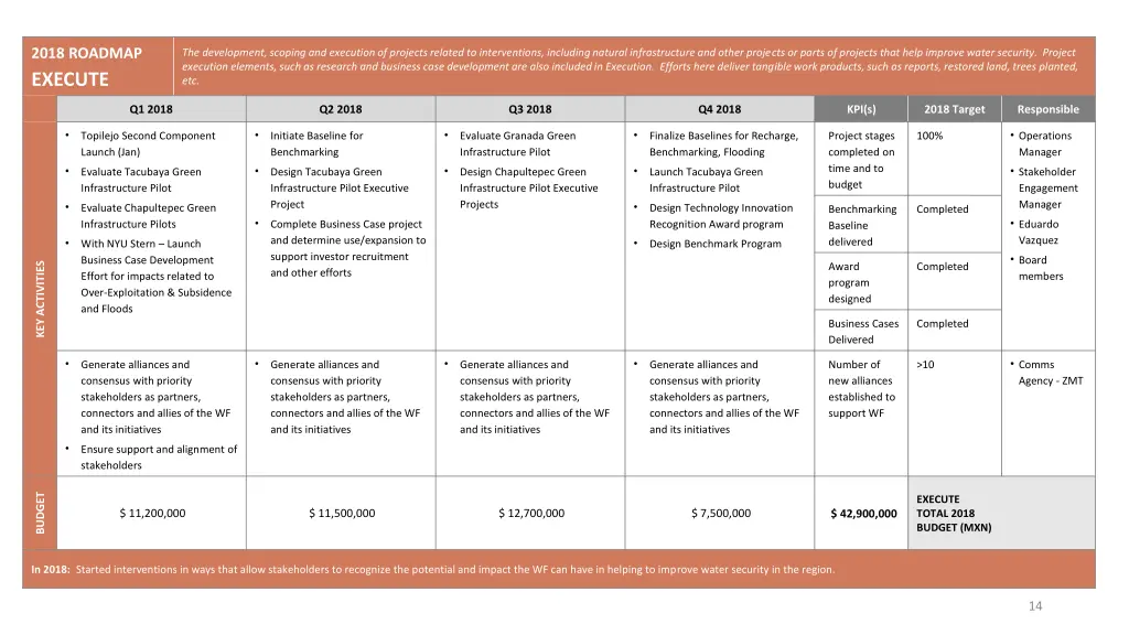 2018 roadmap execute