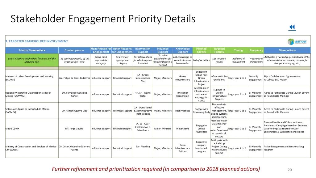 stakeholder engagement priority details