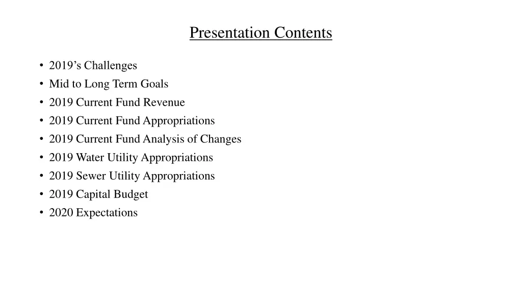 presentation contents