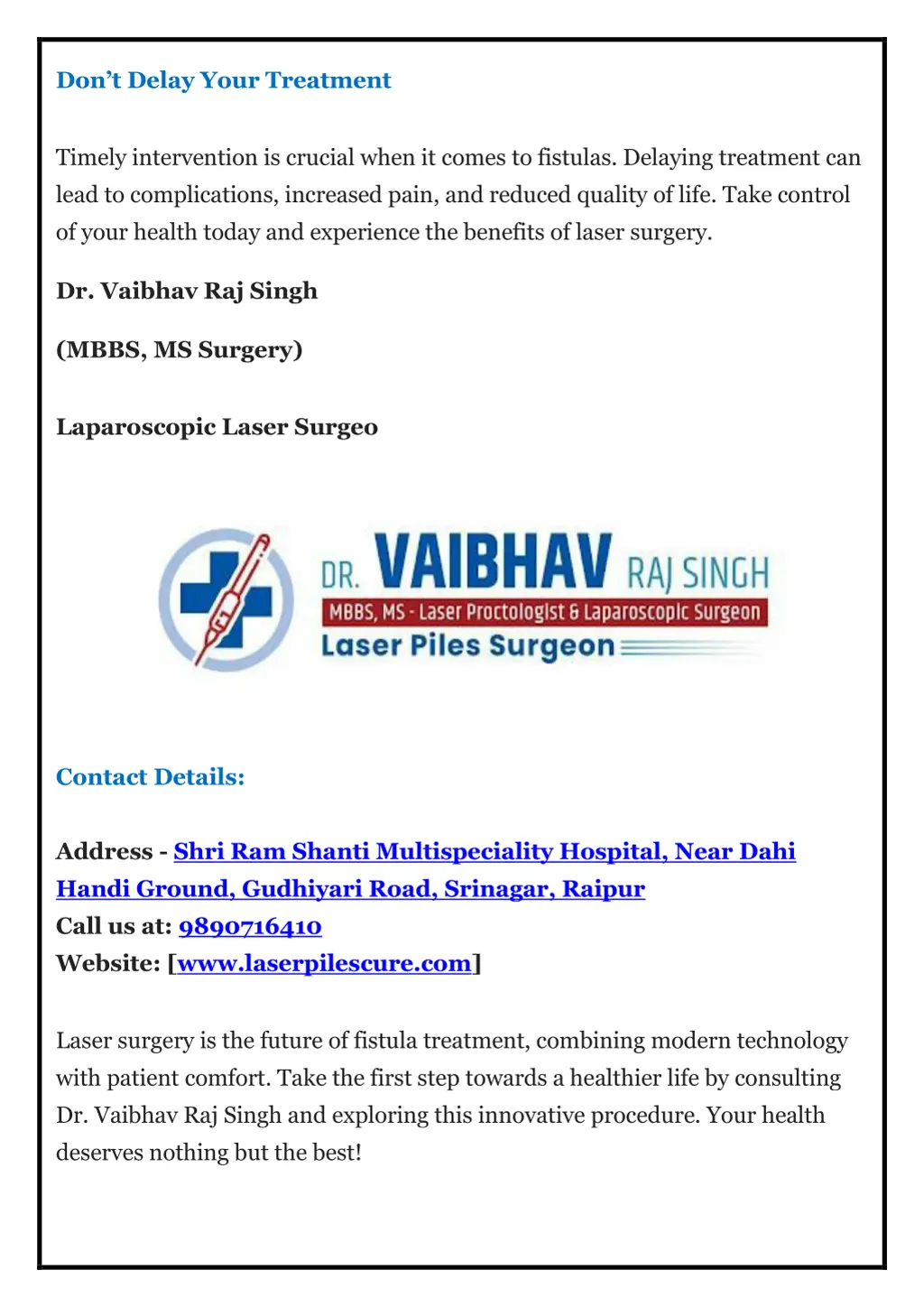 don t delay your treatment