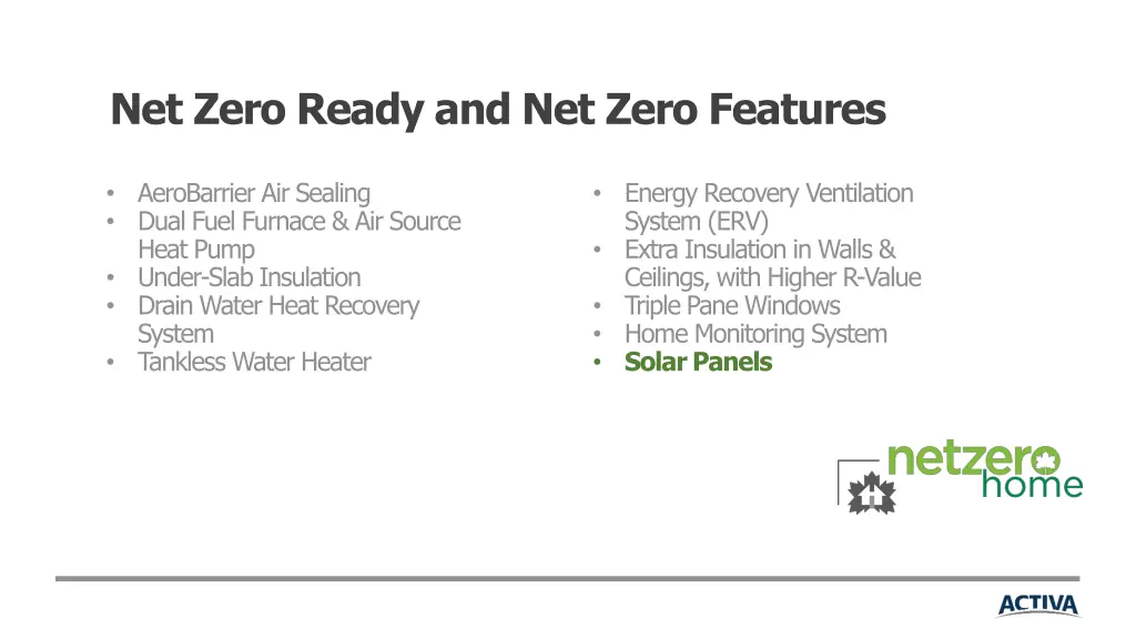 net zero ready and net zero features