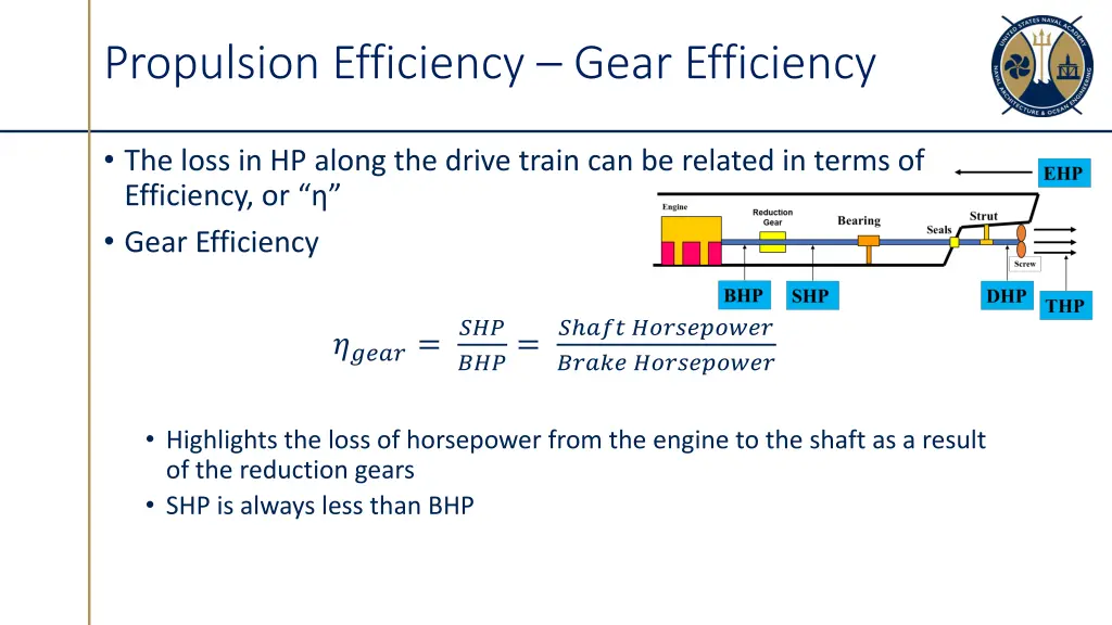 propulsion efficiency gear efficiency