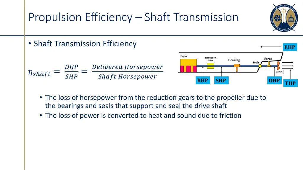 propulsion efficiency shaft transmission