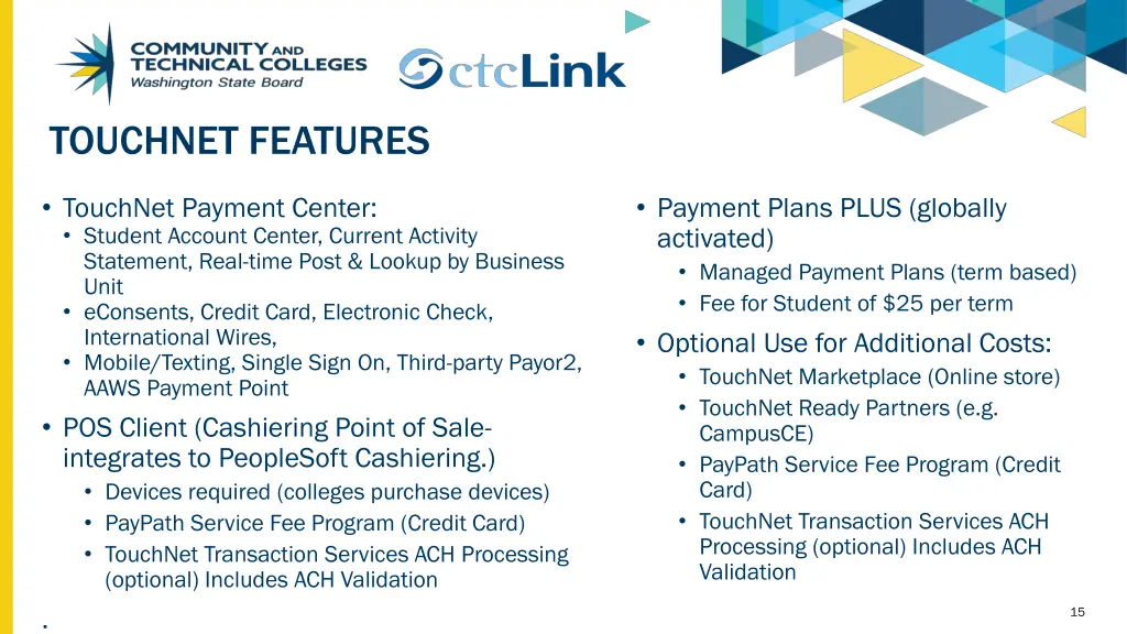 touchnet features