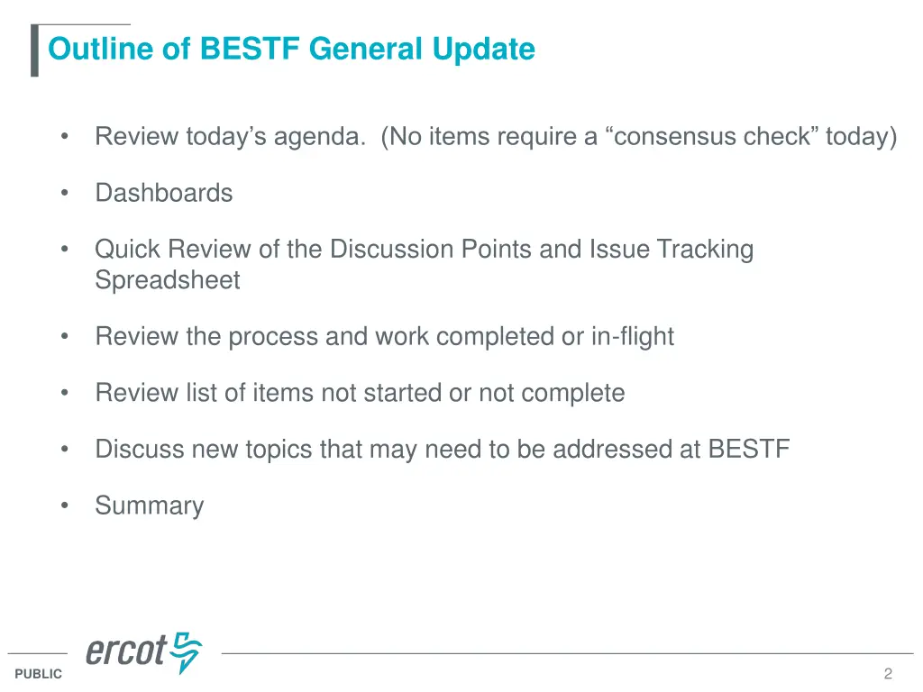 outline of bestf general update