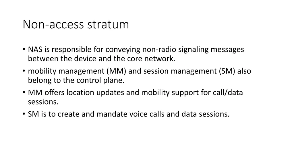 non access stratum