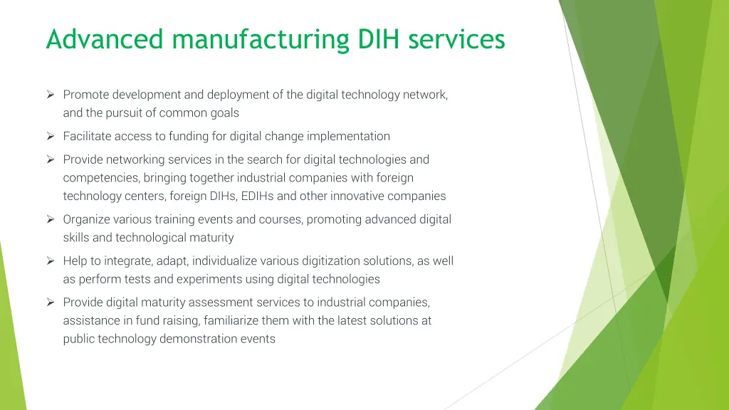 advanced manufacturing dih services